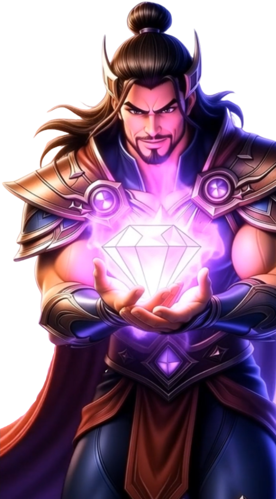 Personagem Místico Segurando Diamante
